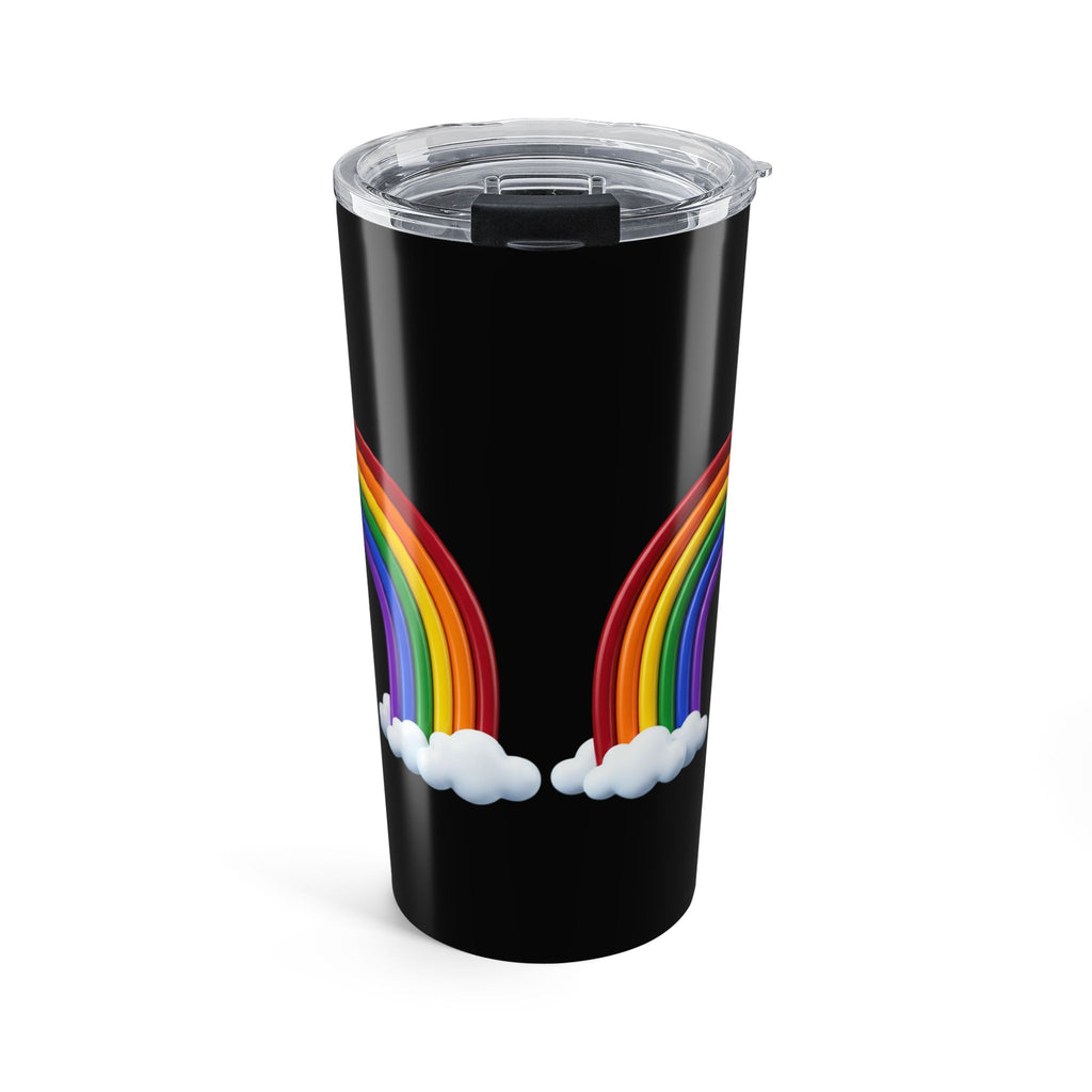 20oz Rainbow Tumbler - Double Arc Rainbow on Black, Pride Travel Cup