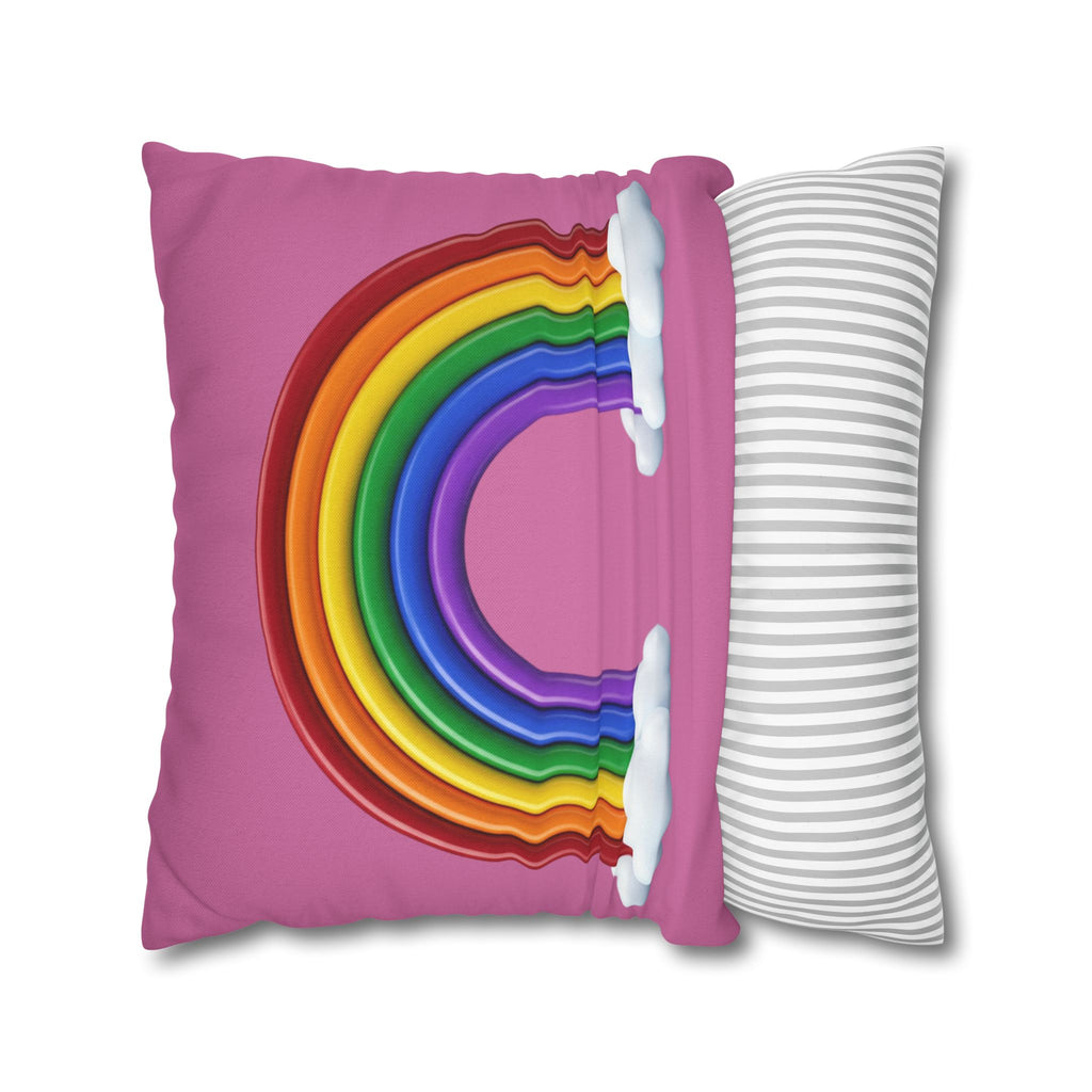 Rainbow Light Pink Spun Polyester Square Pillowcase
