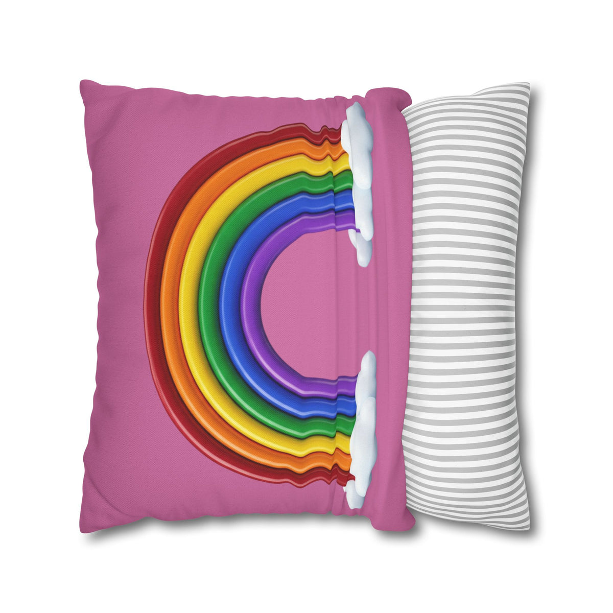 Rainbow Light Pink Spun Polyester Square Pillowcase