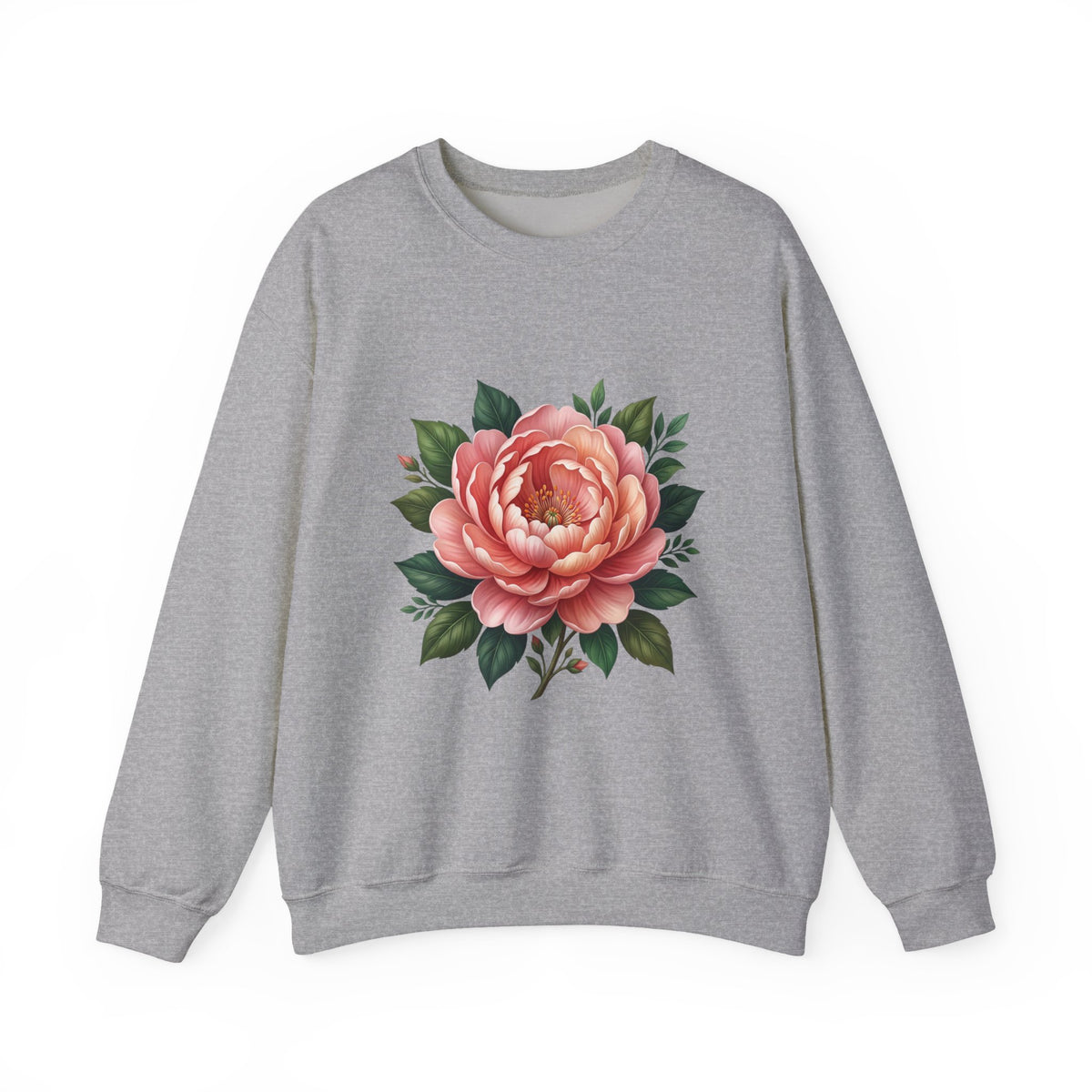 Floral Peony Crewneck Sweatshirt — Vintage Pink Flower Pullover