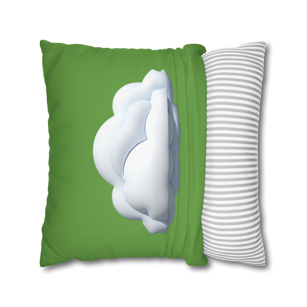 Green Cloud Decorative Pillowcase — Soft White Cloud Accent Cushion Cover