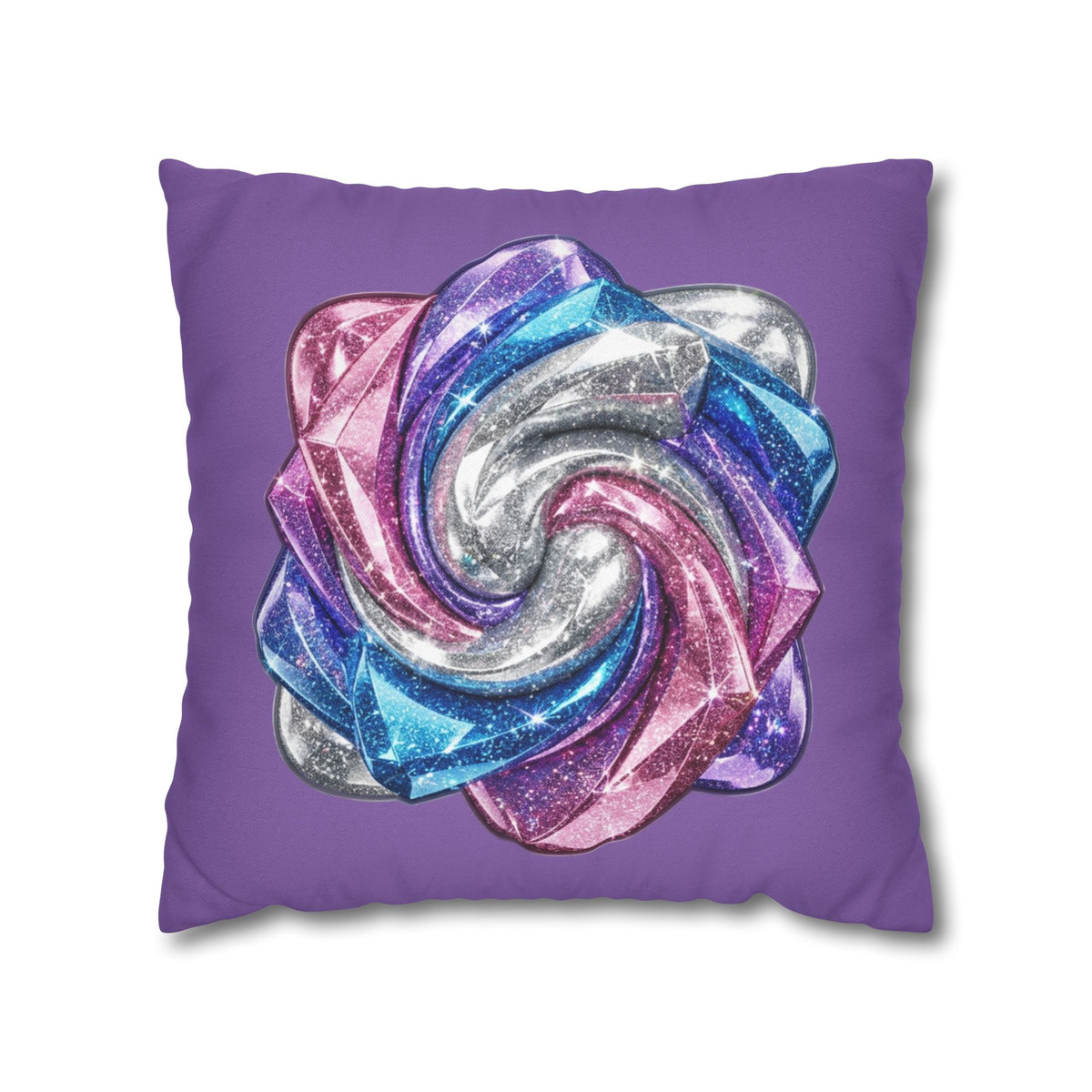 3D Glitter Design Light Purple Spun Polyester Square Pillowcase