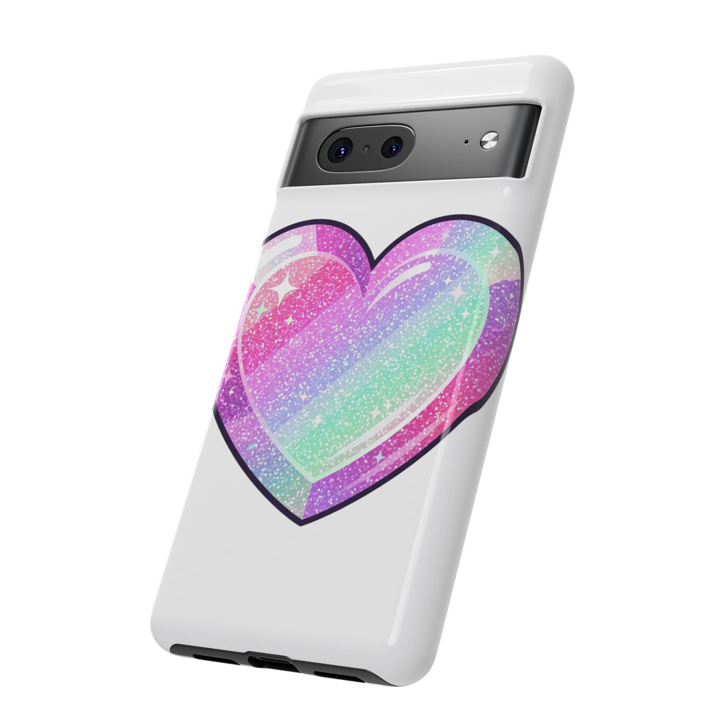Pastel Glitter Heart Tough Phone Case — Cute Protective Phone Cover