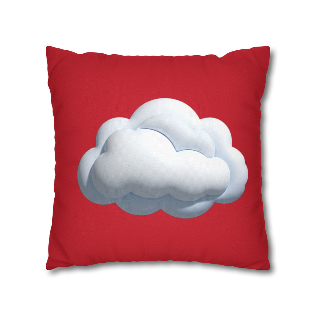 Cloud Graphic Dark Red Pillowcase — Cute White Cloud on Red Decorative Throw Pillow Cover
