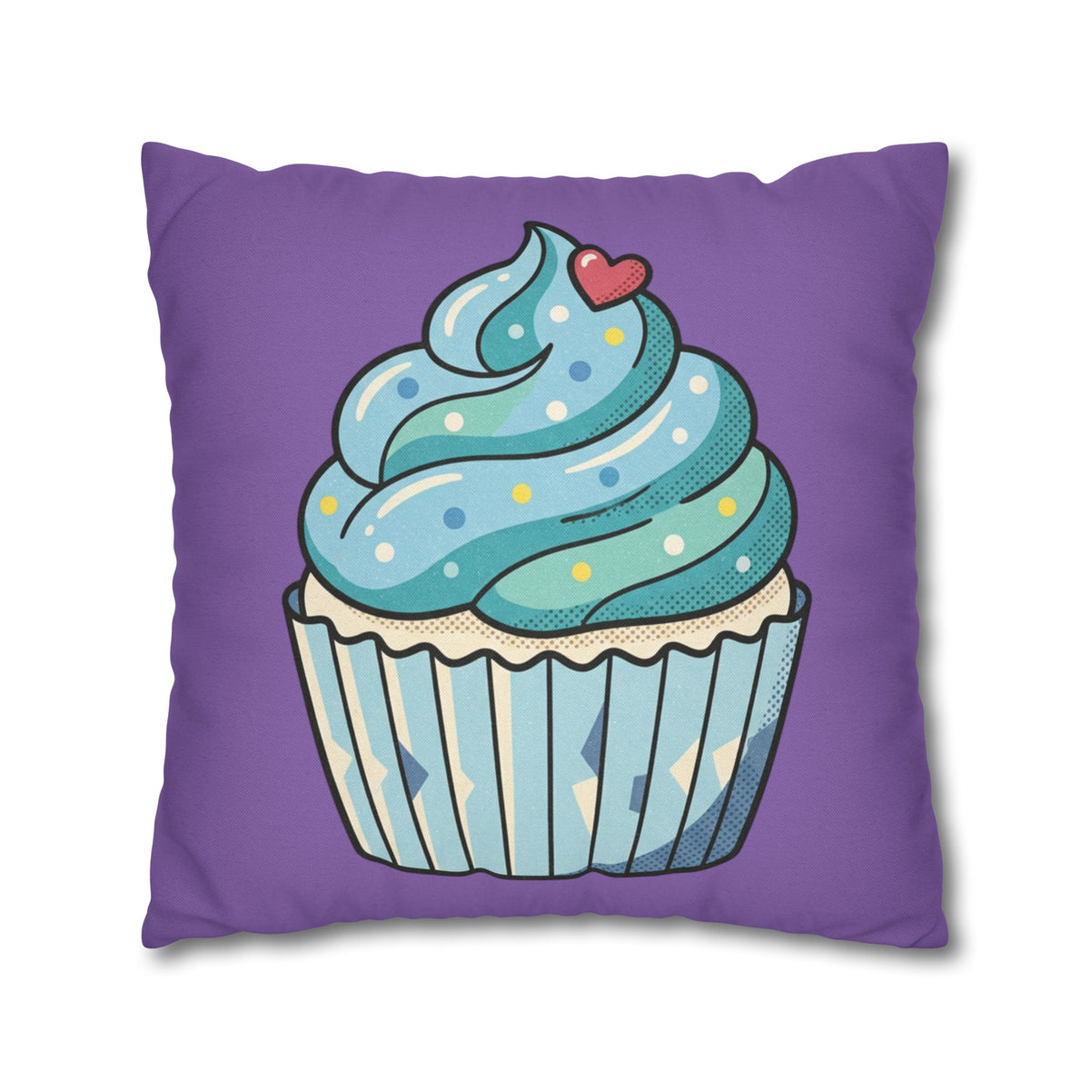 Cupcake Throw Pillow - Cute Blue Frosting Decorative Cushion for Kids’ Rooms, Nurseries & Baker Gift- Light Purple