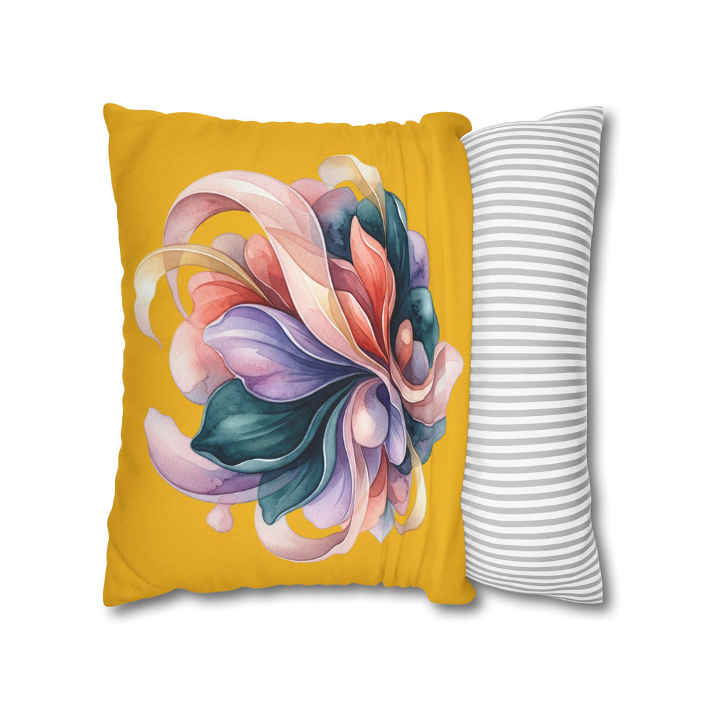 Floral Swirl Decorative Pillowcase — Vibrant Yellow Abstract Bloom