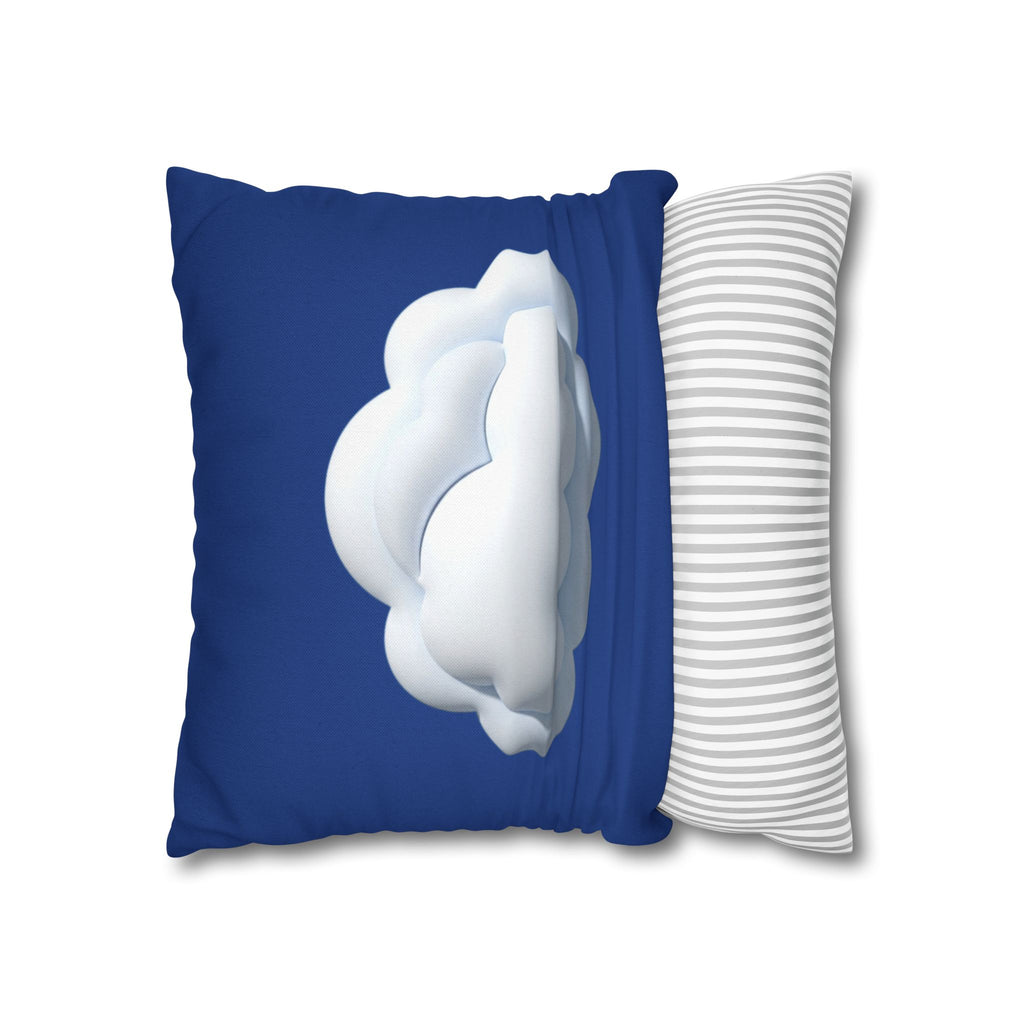 Cloud Navy Pillowcase – Soft White Cloud Design on Blue Square Pillow