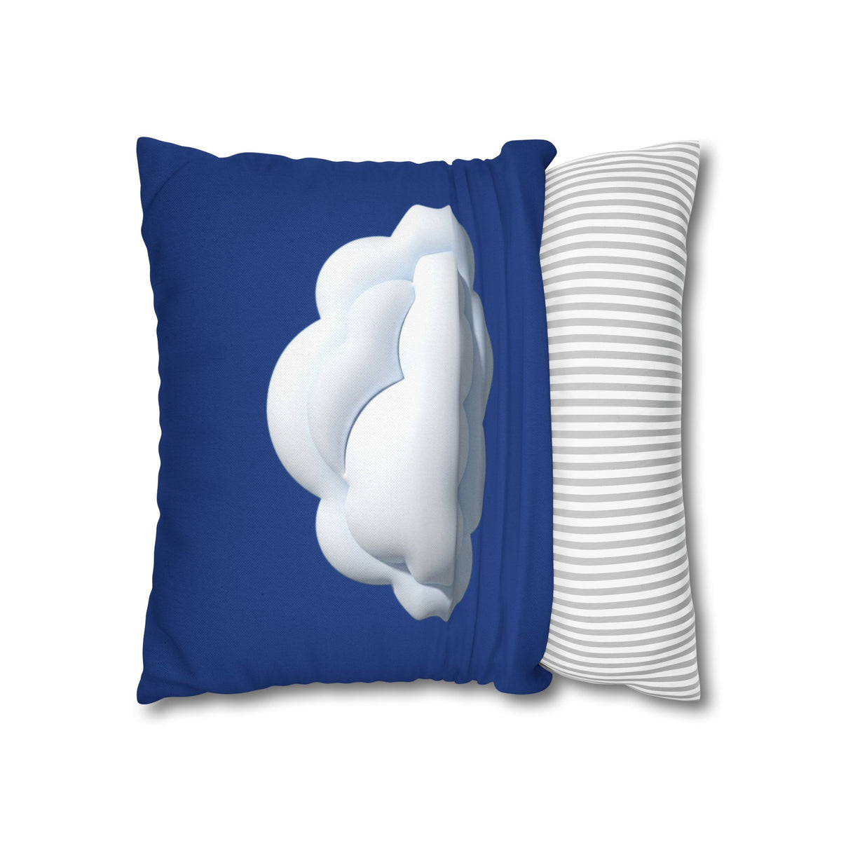 Cloud Navy Pillowcase – Soft White Cloud Design on Blue Square Pillow
