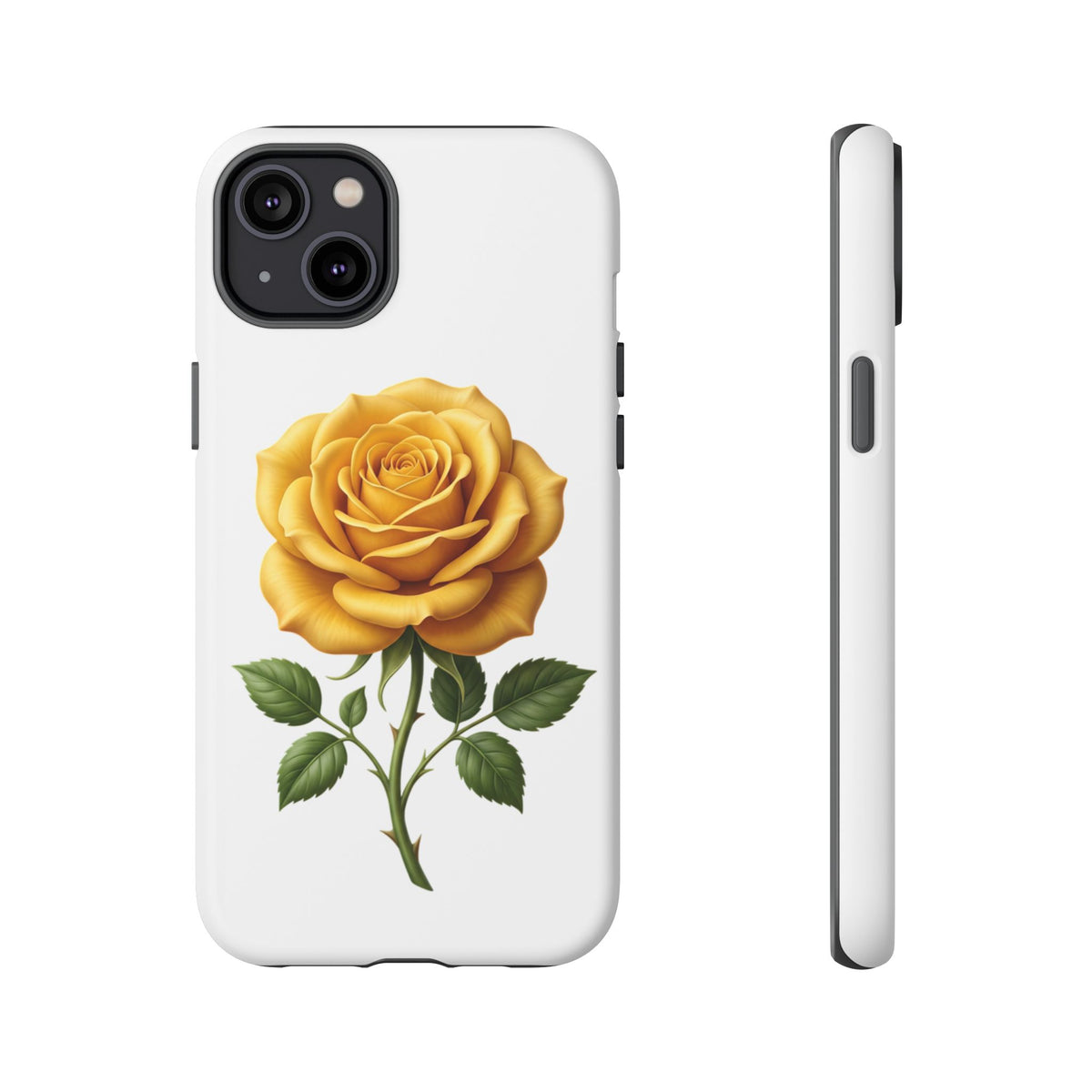 Yellow Rose Phone Case — Vintage Floral Tough Protective Cover