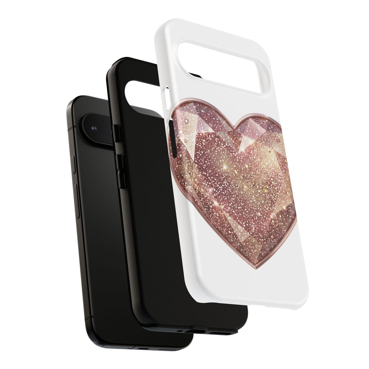 Rose Gold Glitter Crystal Heart Phone Case