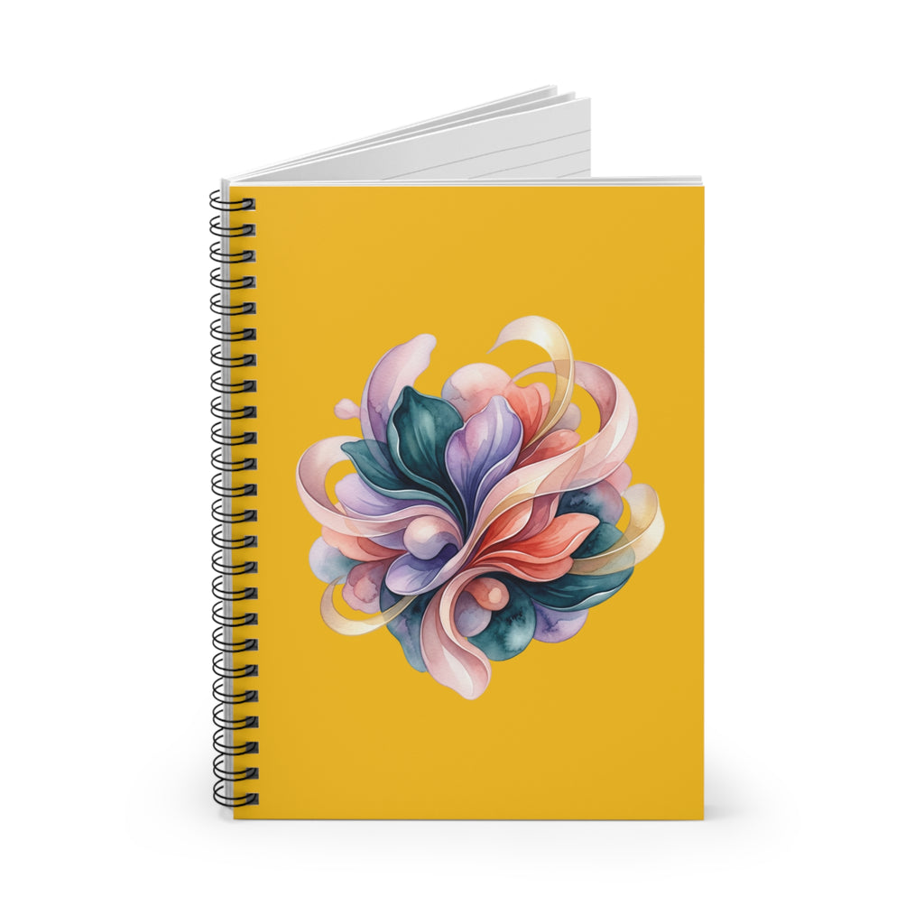 Floral Swirl Spiral Notebook — Yellow Ruled Journal