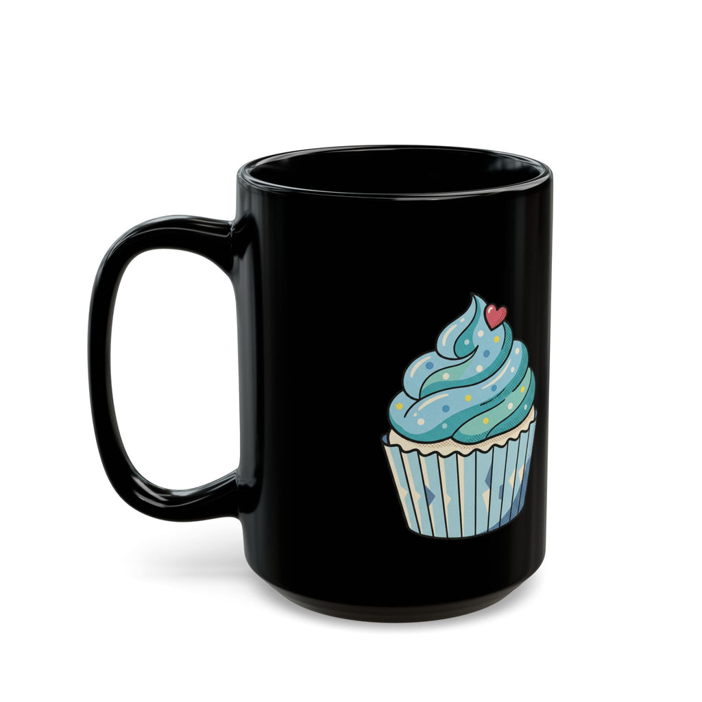 Blue Frosting Cupcake Black Mug (11oz, 15oz)