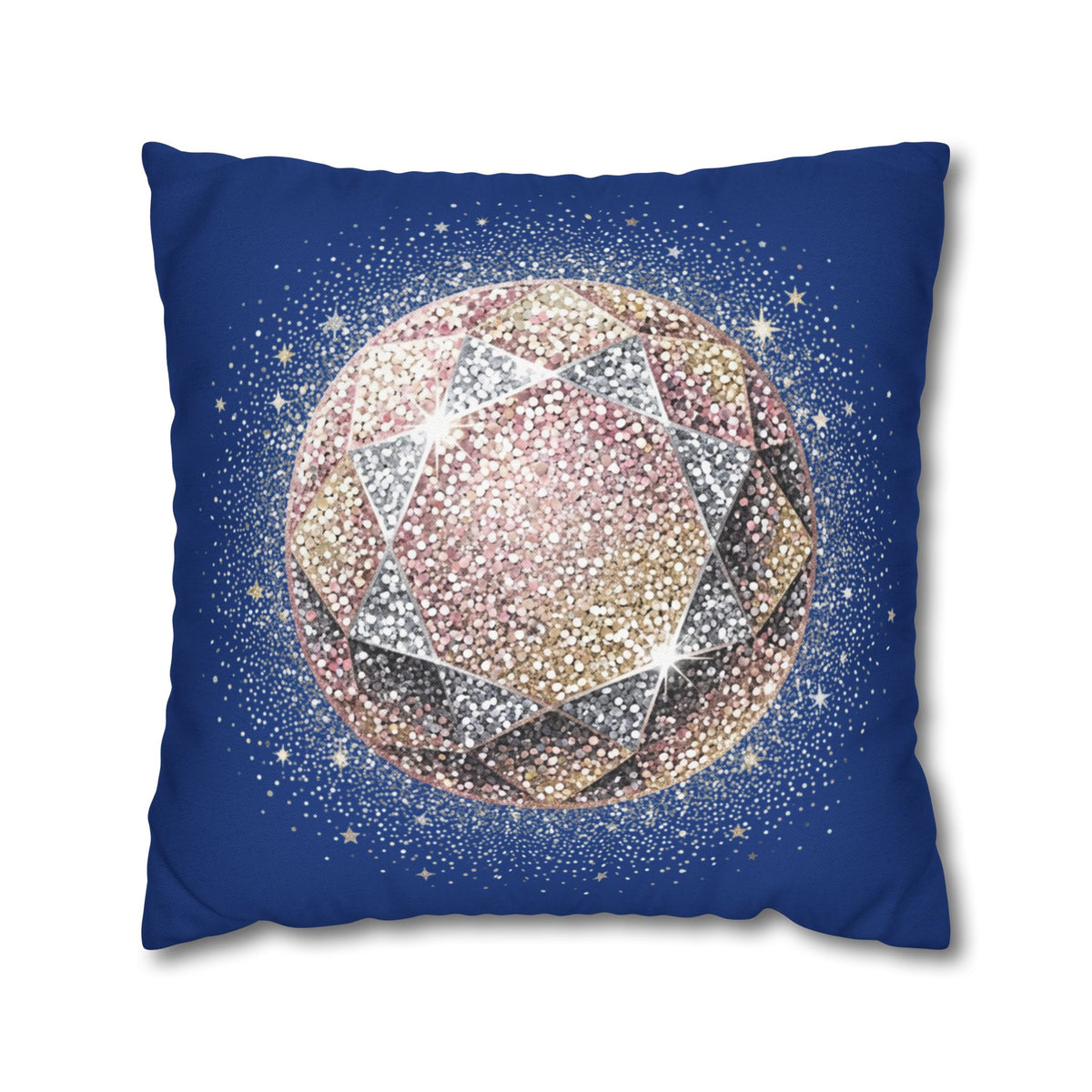 Glittery Navy Spun Polyester Square Pillowcase