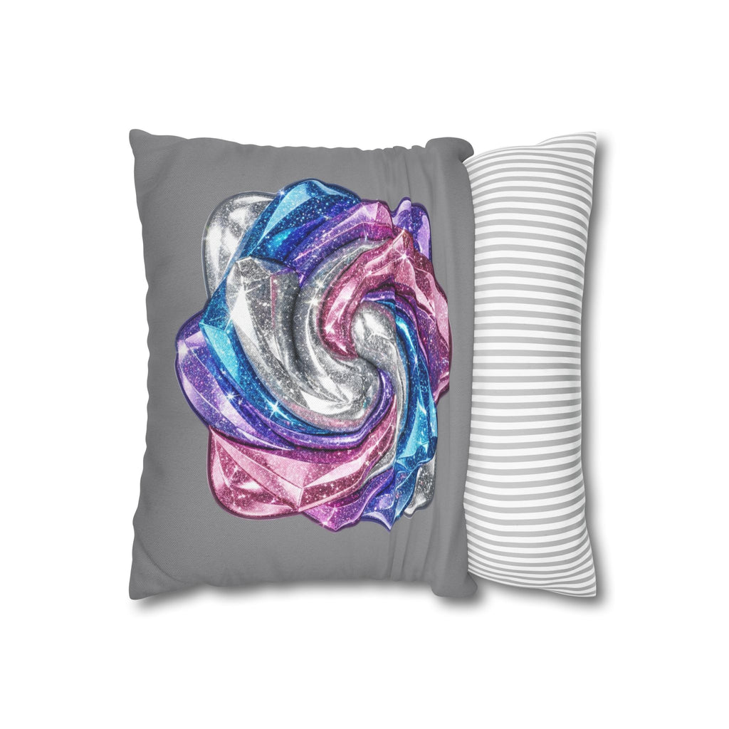 3D Glitter Design Grey Spun Polyester Square Pillowcase