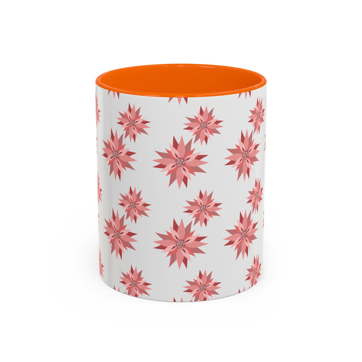 Pink Geometric Floral Accent Coffee Mug — 11/15oz