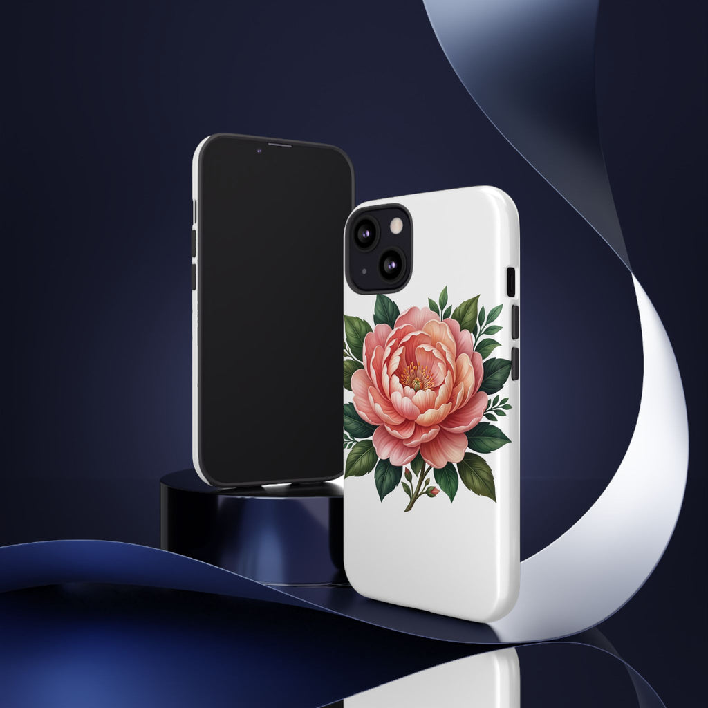 Floral Peony Tough Phone Case — Protective Botanical iPhone Cover