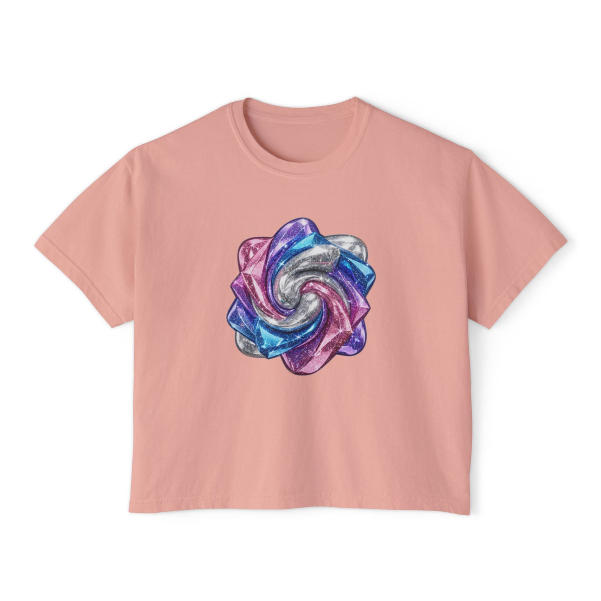 3D Glitter Design Women's Boxy Tee