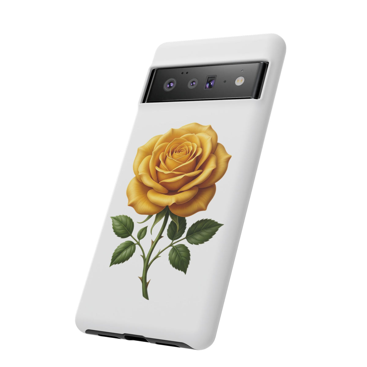 Yellow Rose Phone Case — Vintage Floral Tough Protective Cover