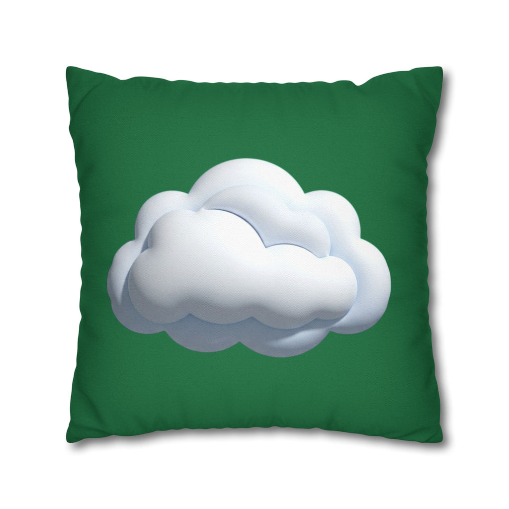 Cloud Graphic Pillowcase — Dark Green Decorative Throw Pillow Cover