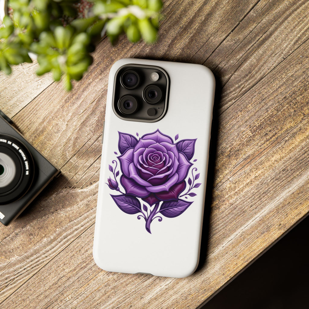 Purple Rose Tough Phone Case — Floral Protective Phone Cover