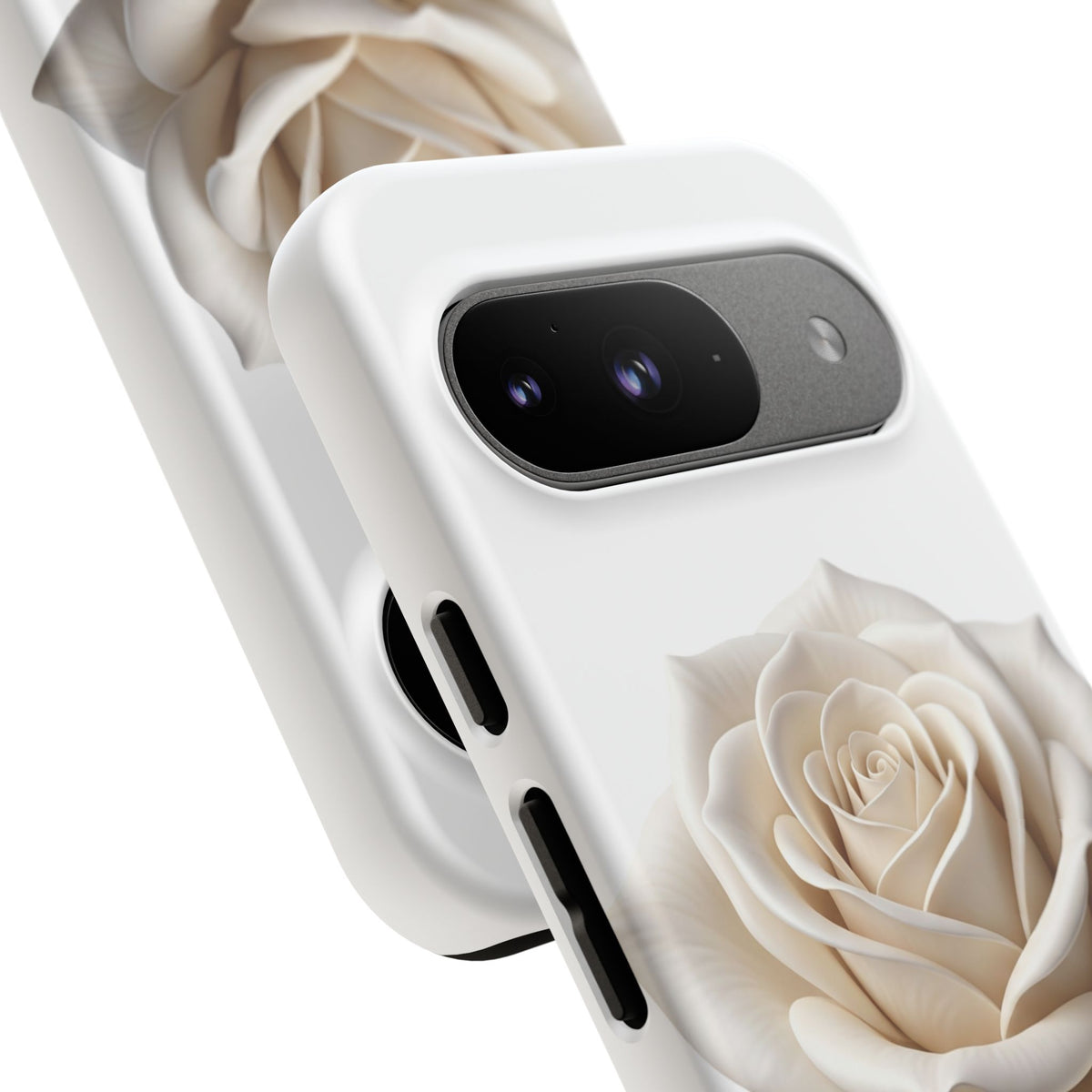 White Rose Tough Phone Case – Elegant Floral Protective Cover