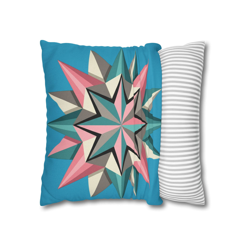 Geometric Starburst Decorative Pillowcase — Turquoise Pink Accent Cushion Cover
