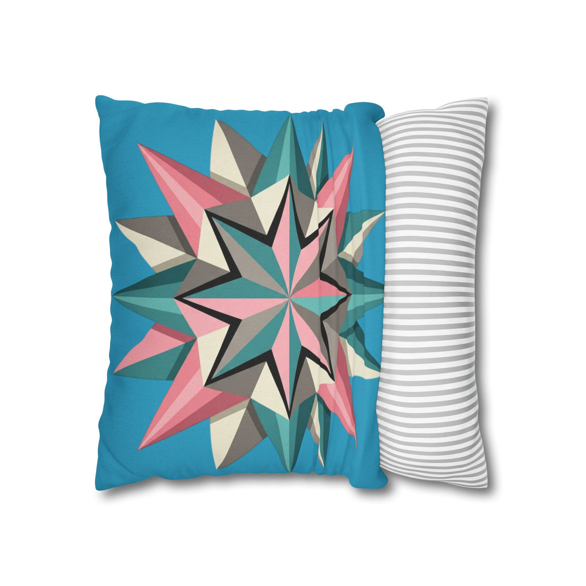 Geometric Starburst Decorative Pillowcase — Turquoise Pink Accent Cushion Cover