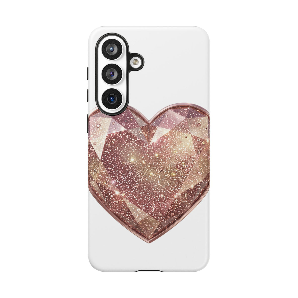 Rose Gold Glitter Crystal Heart Phone Case