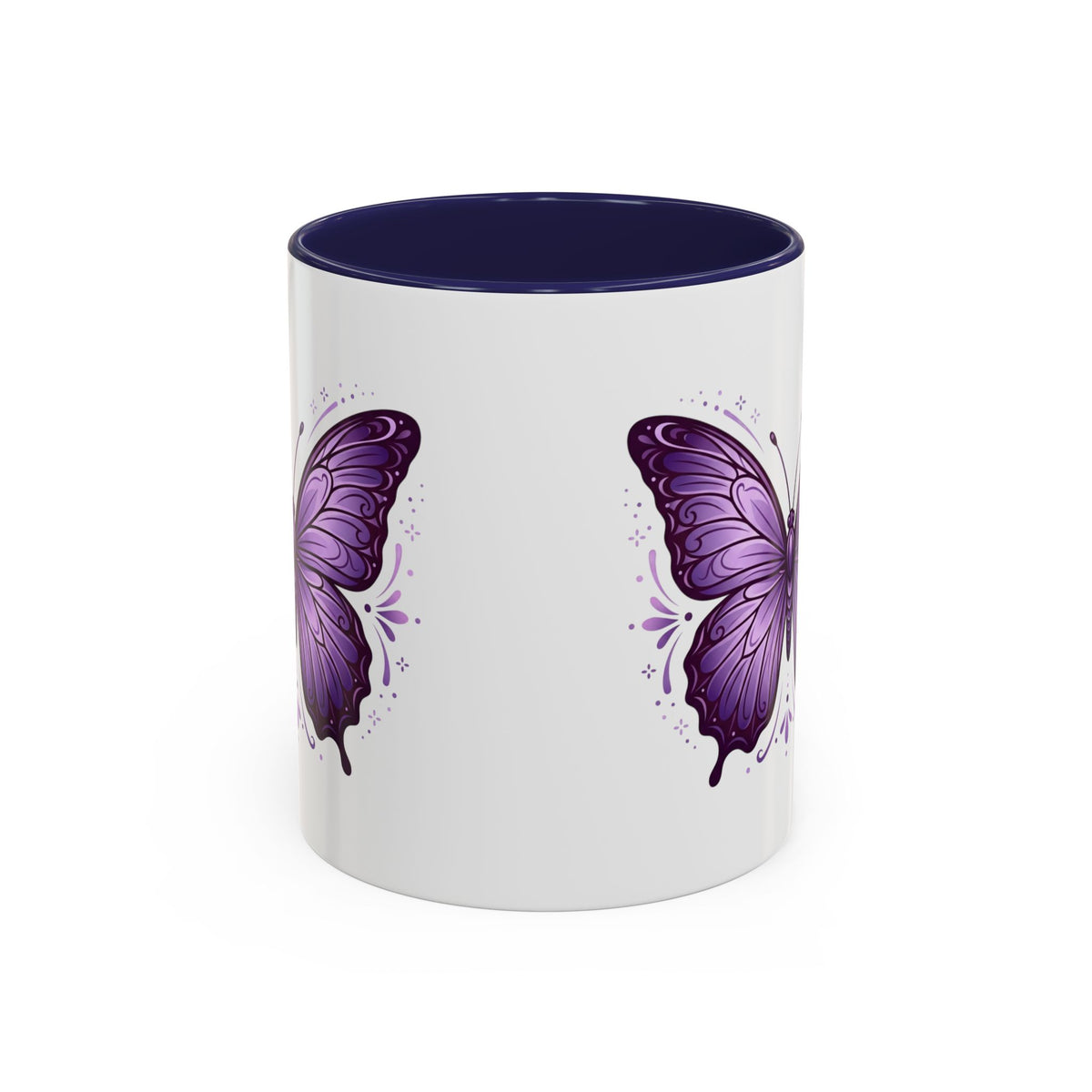 Purple Butterfly Accent Coffee Mug — 11oz & 15oz Decorative Tea Cup