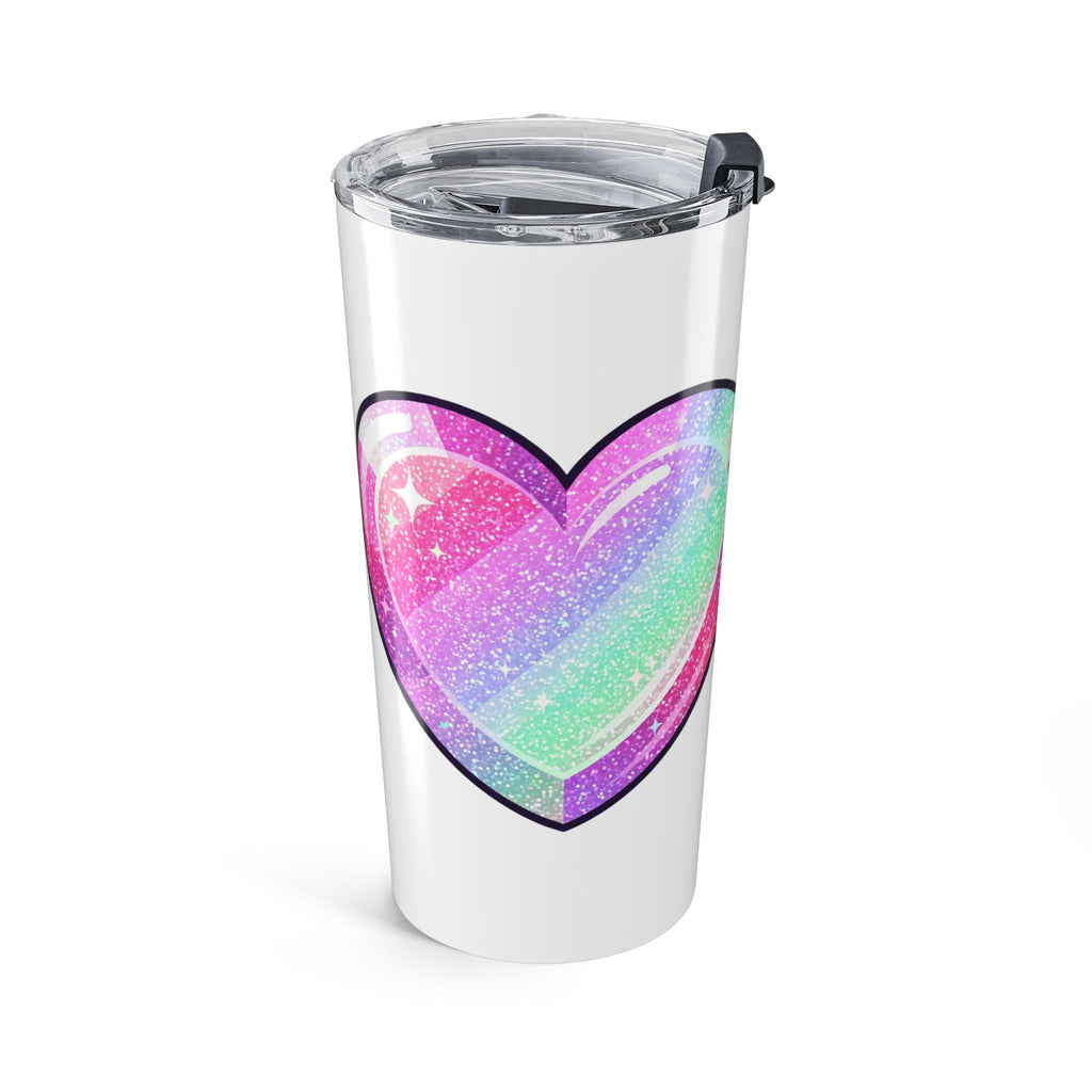 Pastel Glitter Heart Tumbler 20oz- White
