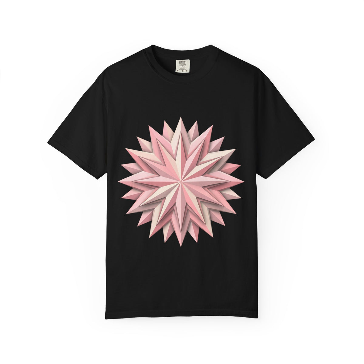 Geometric Rose Star T-Shirt — Pink 3D Origami Floral Tee