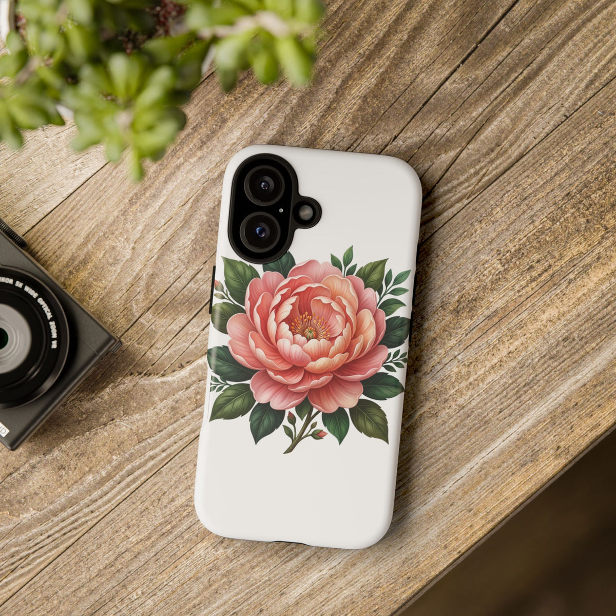 Floral Peony Tough Phone Case — Protective Botanical iPhone Cover