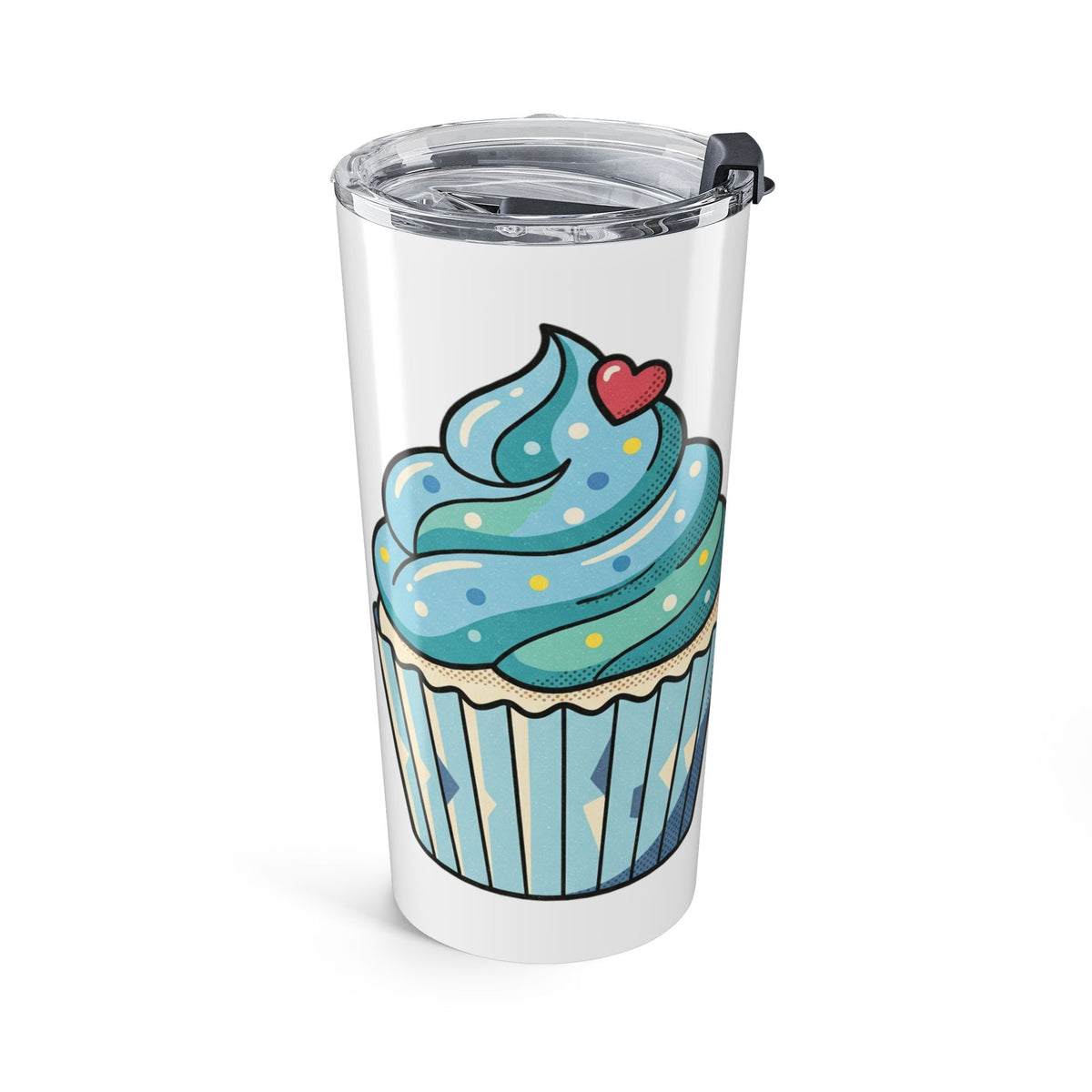 Cupcake Tumbler White 20oz – Blue Sweet Treat Travel Mug