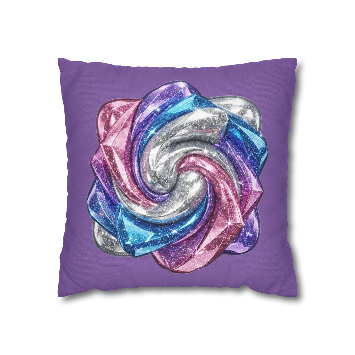 3D Glitter Design Light Purple Spun Polyester Square Pillowcase