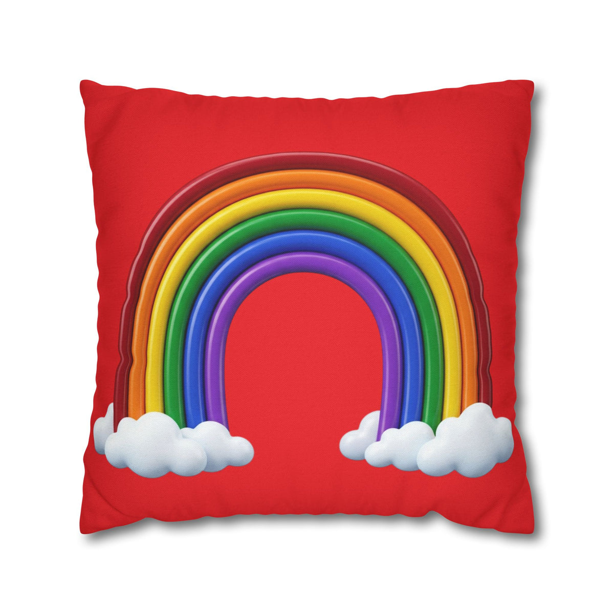 Rainbow Red Spun Polyester Square Pillowcase