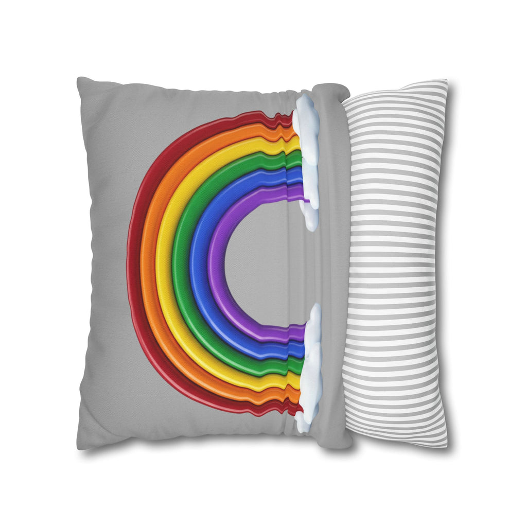 Rainbow Grey Spun Polyester Square Pillowcase