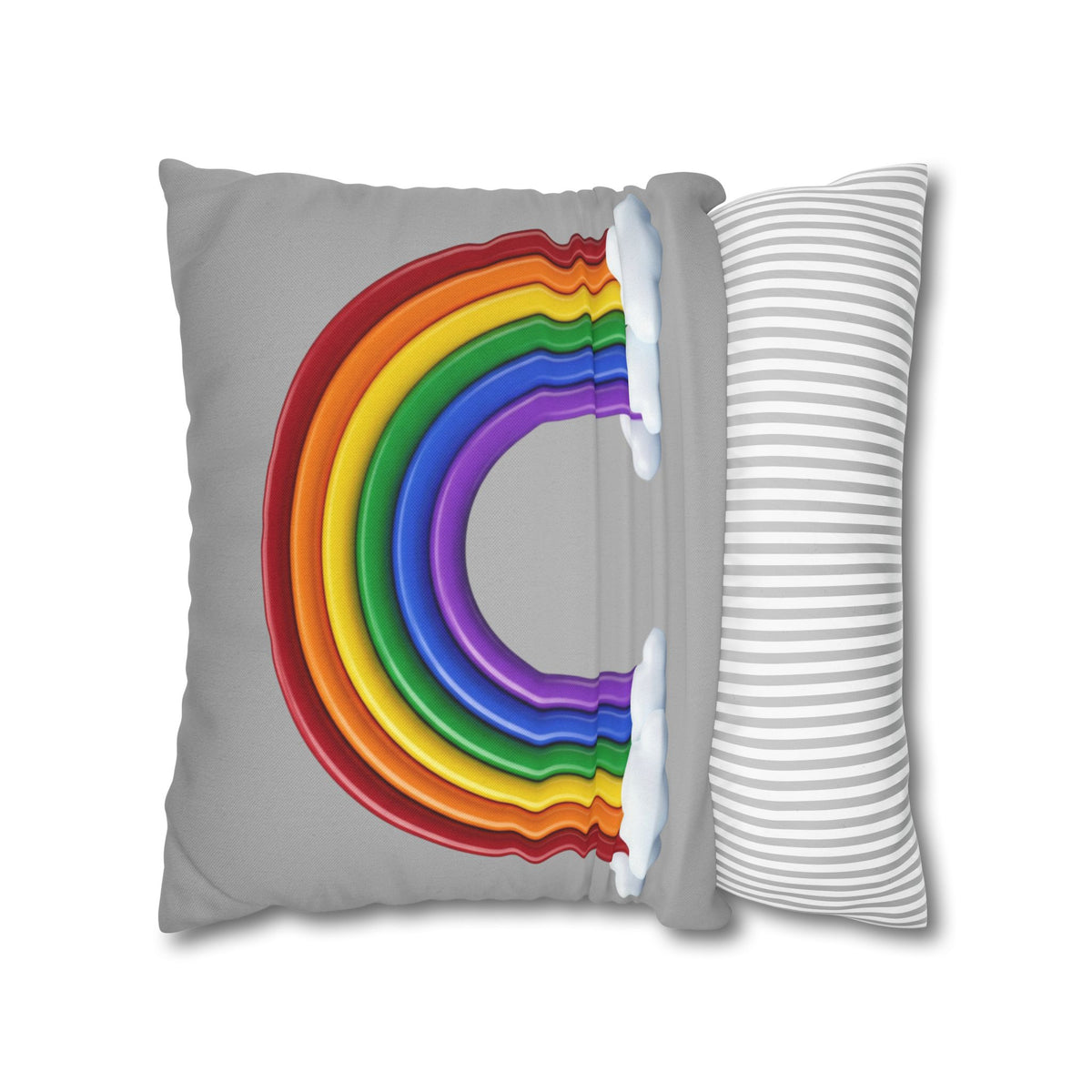 Rainbow Grey Spun Polyester Square Pillowcase
