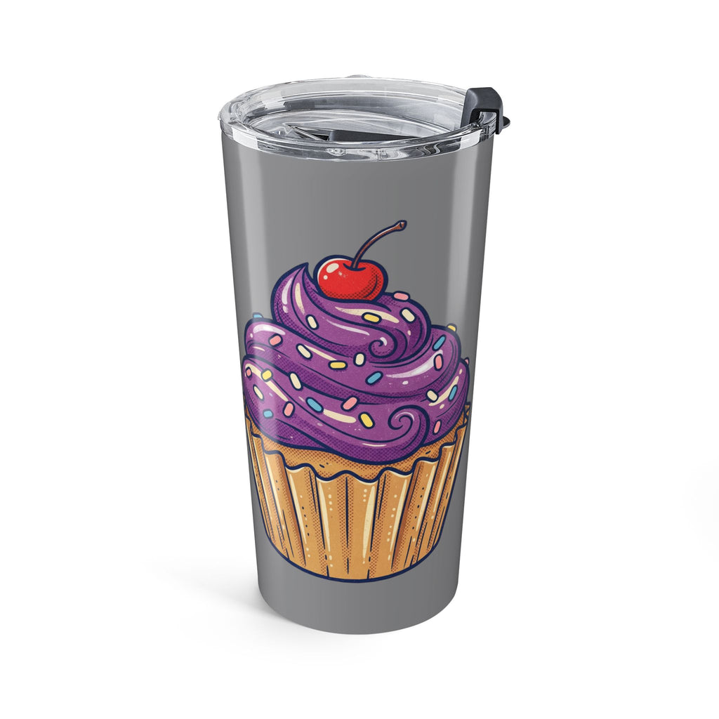 Cupcake Tumbler Grey 20oz – Purple Frosting Insulated Travel Cup