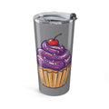 Cupcake Tumbler Grey 20oz – Purple Frosting Insulated Travel Cup