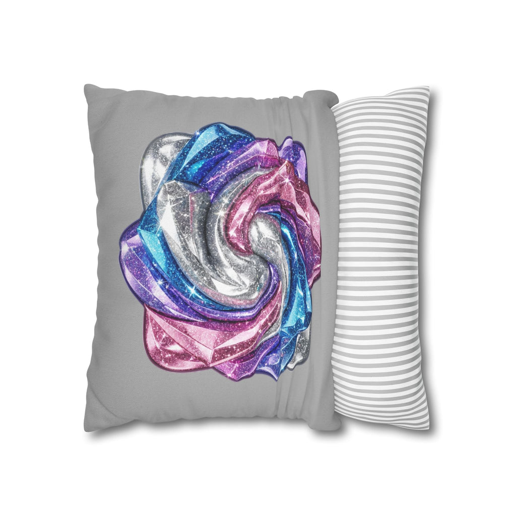 3D Glitter Design Light Grey Spun Polyester Square Pillowcase