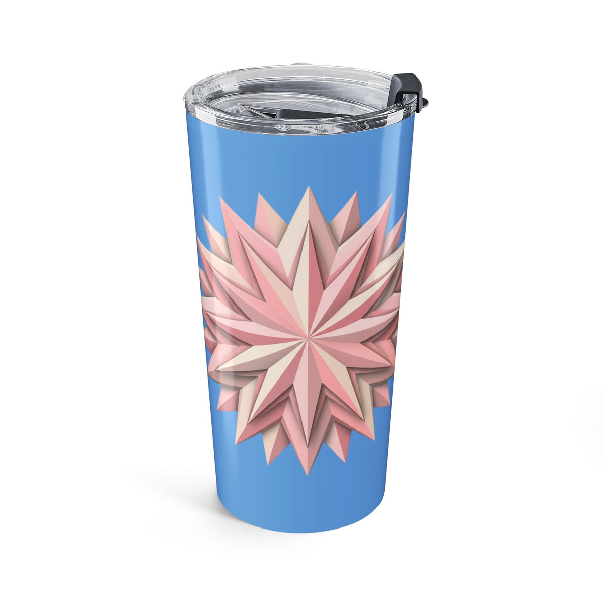 20oz Floral Star Tumbler — Pink Geometric Blossom Insulated Travel Cup