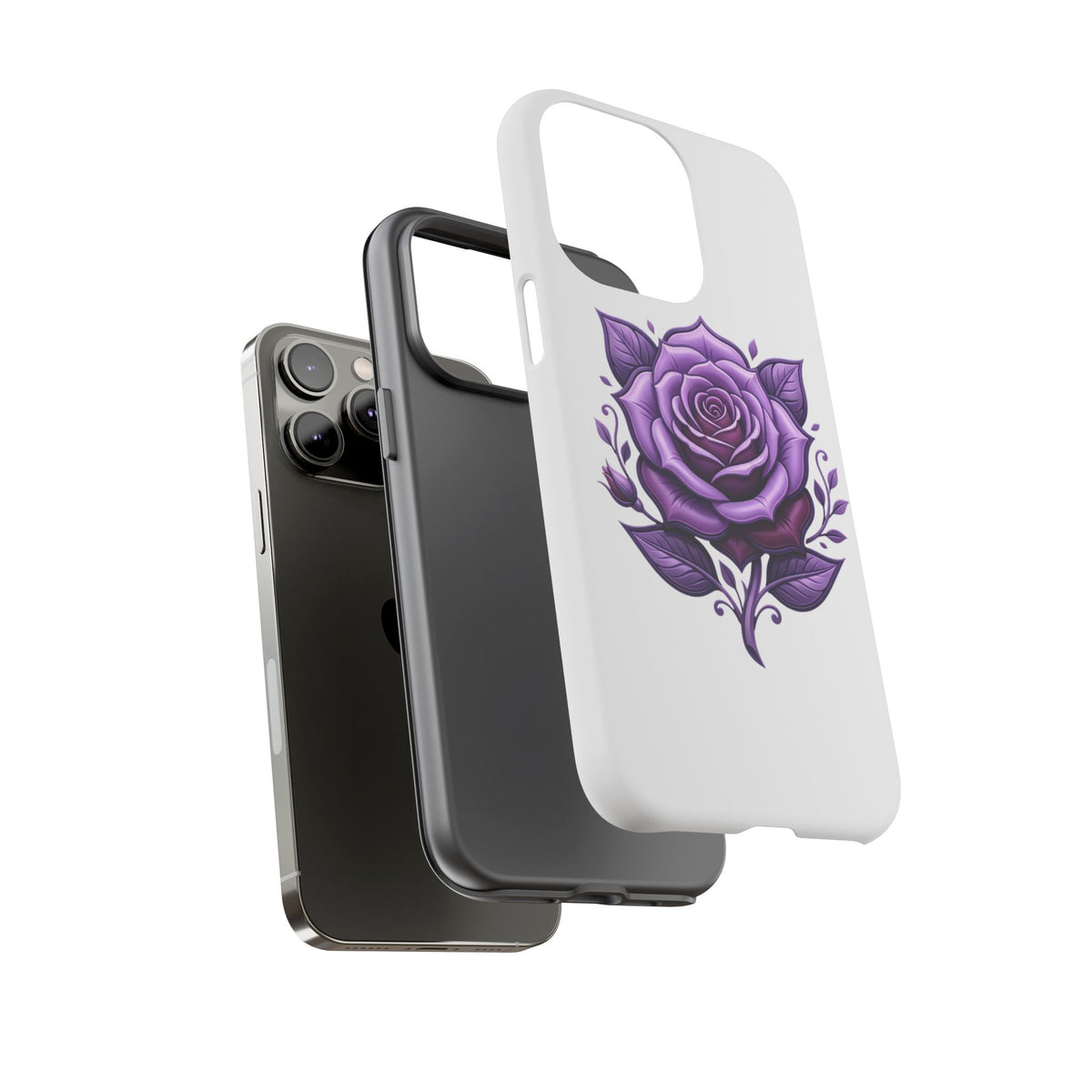 Purple Rose Tough Phone Case — Floral Protective Phone Cover