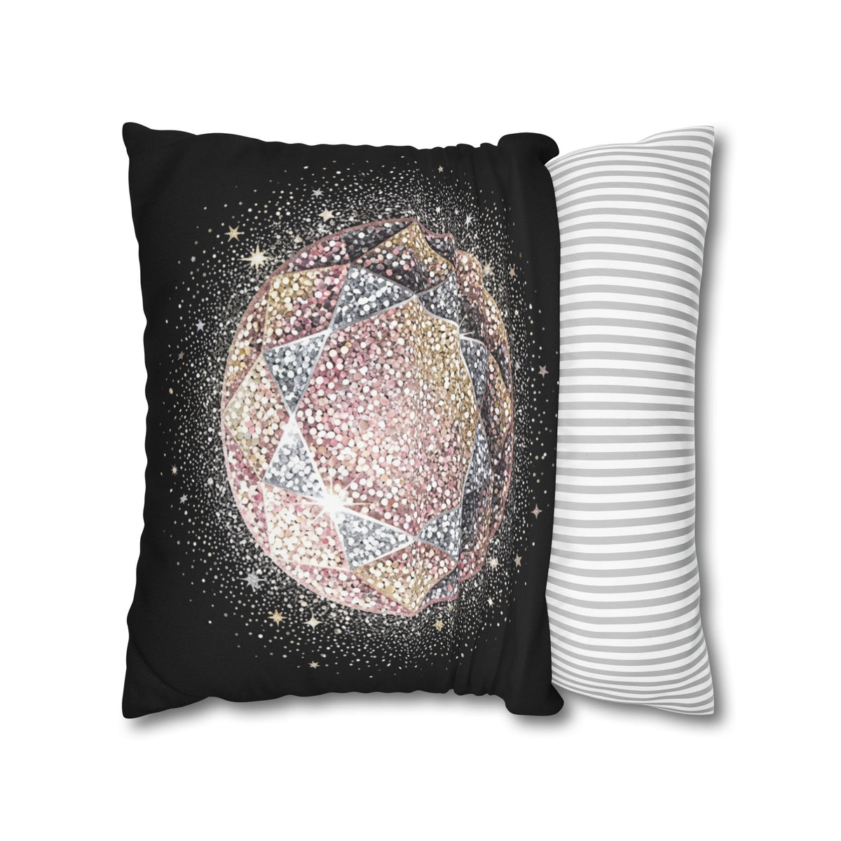 Glittery Black Spun Polyester Square Pillowcase