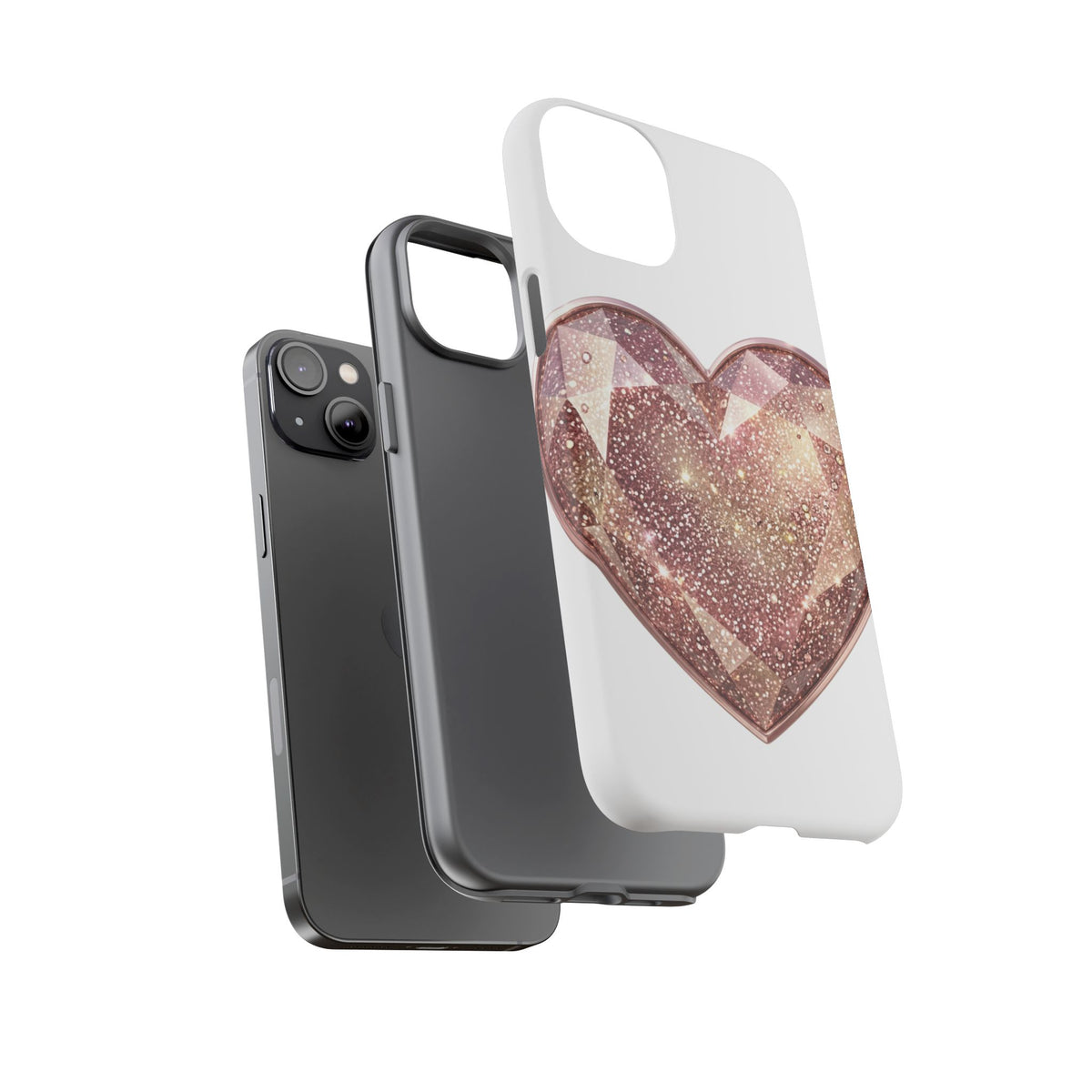 Rose Gold Glitter Crystal Heart Phone Case