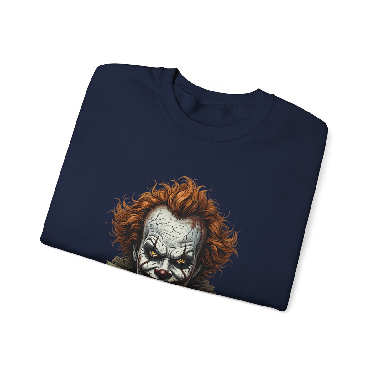 Creepy Clown Crewneck Sweatshirt – Horror Movie Inspired Graphic