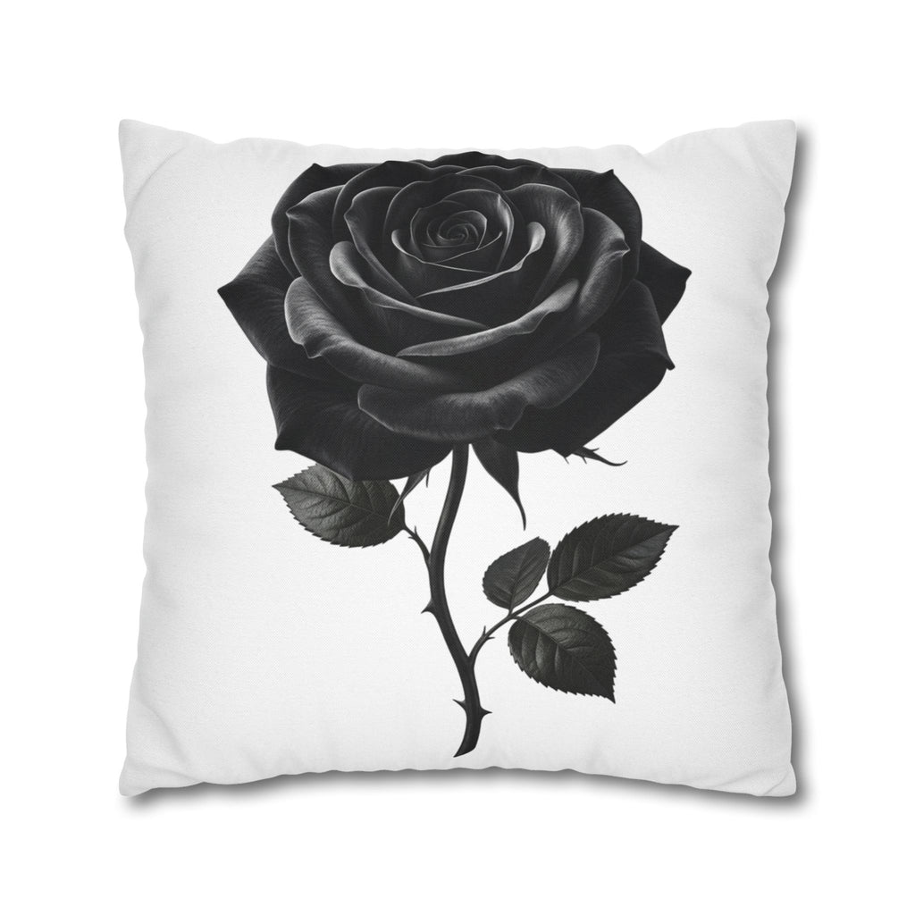 Black Rose Spun Polyester Square Pillowcase