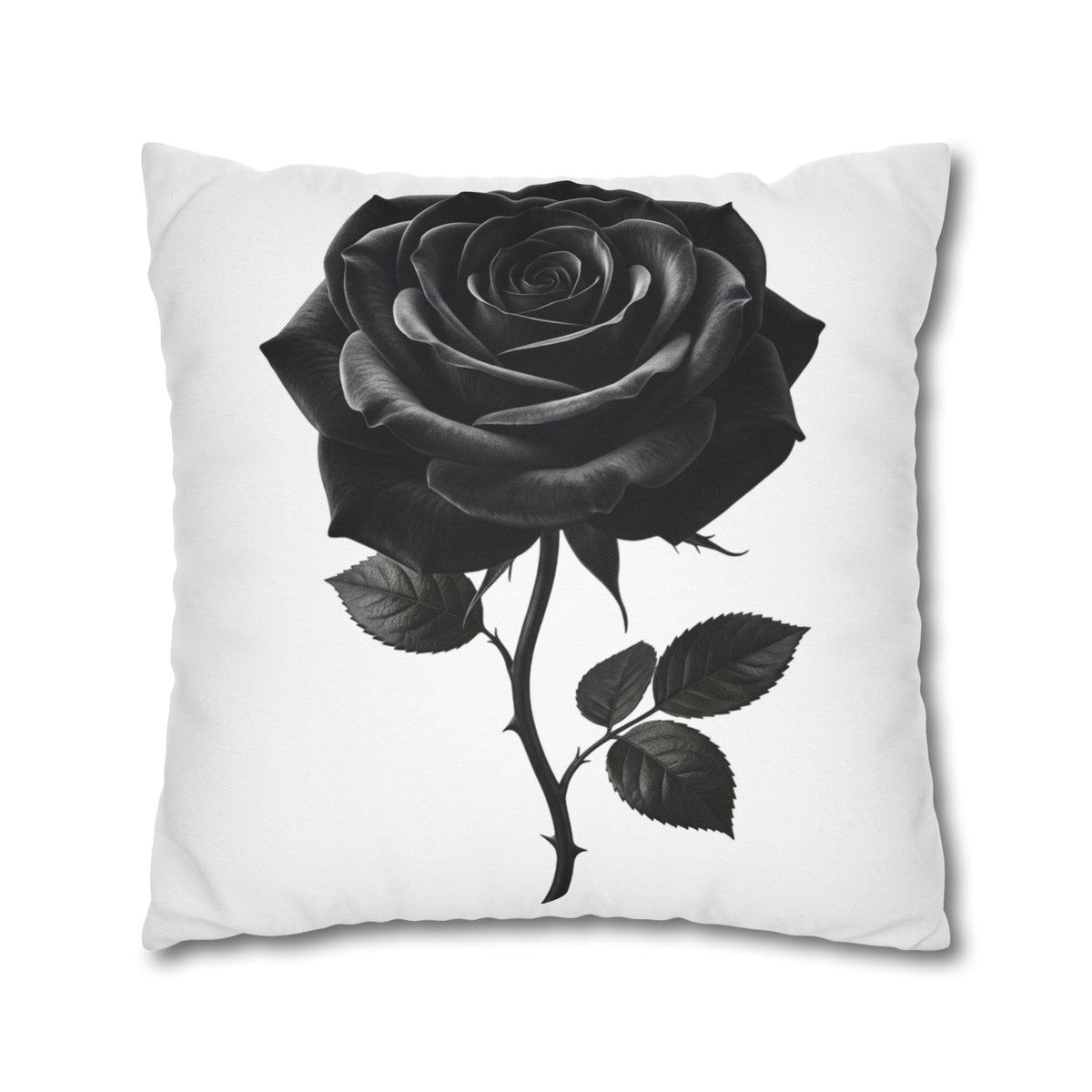 Black Rose Spun Polyester Square Pillowcase