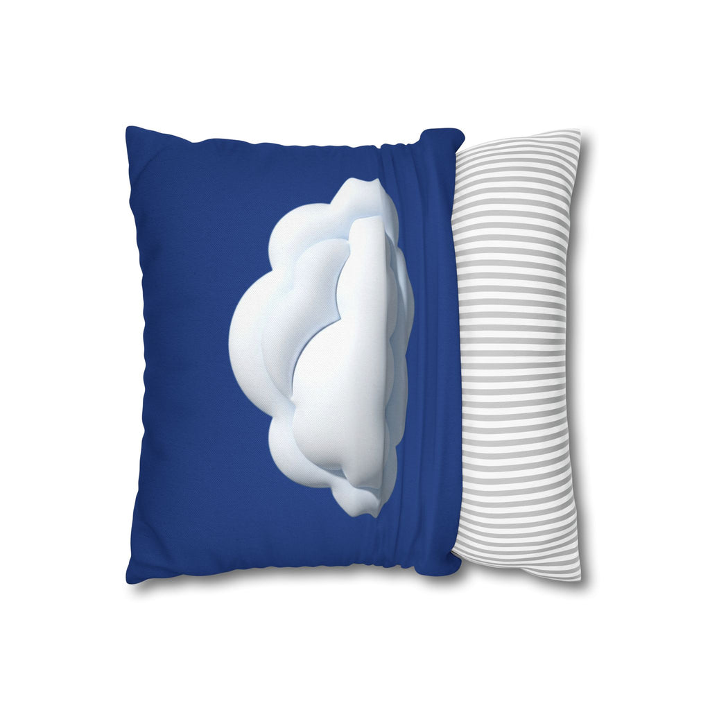Cloud Navy Pillowcase – Soft White Cloud Design on Blue Square Pillow