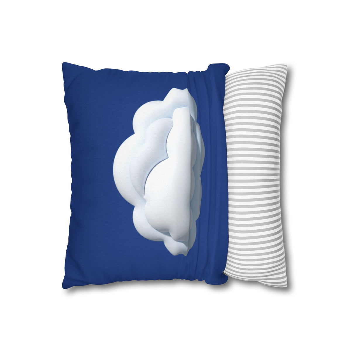Cloud Navy Pillowcase – Soft White Cloud Design on Blue Square Pillow