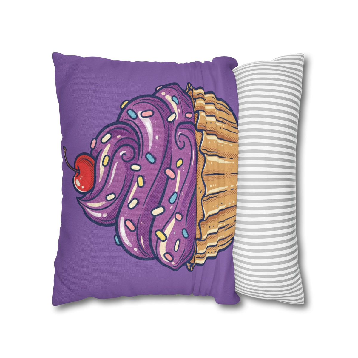 Cupcake Art Pillowcase — Purple Cupcake Decorative Throw Pillow Cover- Light Purple